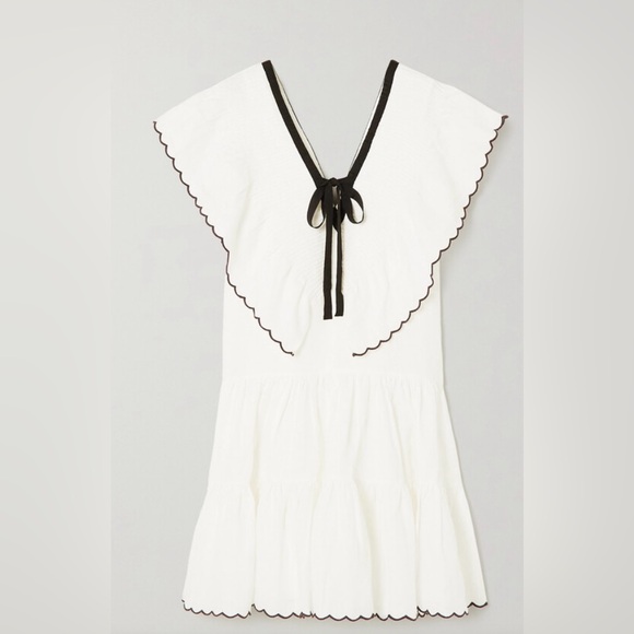 Lug Von Siga Cora Off White Linen Dress with Black Trim, size 40. - Picture 1 of 11